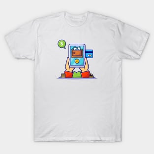 Online Banking Cartoon Vector Icon Illustration T-Shirt